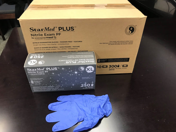 STAR MED PLUS [X-LARGE] BY Sempermed Nitrile Exam Gloves BOX [3,000 Per Case/300Ct. Per Box/ $39.00 Per Box] .13 per glove
